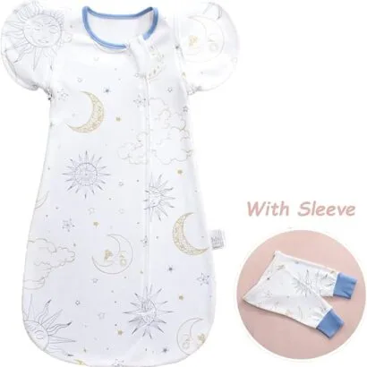 Baby Swaddle Wrap for Newborn Sleep Sack 100% Cotton Muslin Adjustable Sleepsack Transition Sleep Bag Wearable Blanket for 3-9 Months
