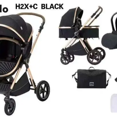 Kidilo 3-in-1 Stroller and Car System, German Technology, HZX+C (Black)